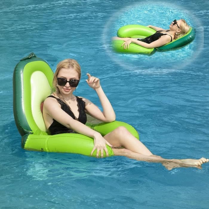 Hamac de Piscine Gonflable Avocat, Fauteuil Flottant pour Adultes avec Siège en Maille et Accoudoirs, Matelas Gonflable 4 en 1 pour Piscine, Plage, Lac et Vacances d'Été