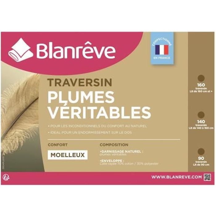 traversin plume 90 cm