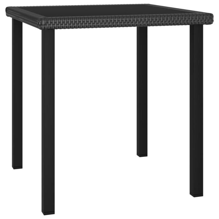 "promo"table extérieure lmt - table à dîner de jardin noir 70x70x73 cm résine tressée 12,25kg