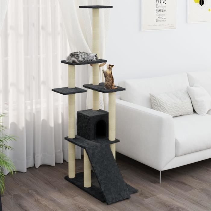 Vidaxl Arbre à chat avec griffoirs en sisal Gris foncé 155 cm - vue 1