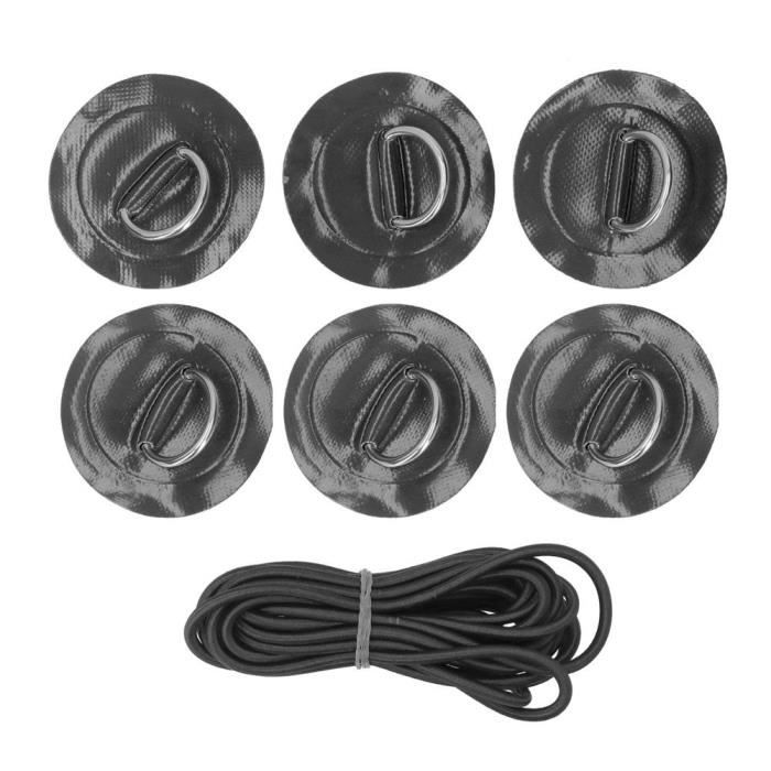 Lot De 2 Anneaux En D Fixes Pour Planche à Pagaie/Kayak - Patch Adhésif PVC Avec Cordon Élastique - Nylon Résistant - Diamètre 110 Mm - Couleur Gris - 12