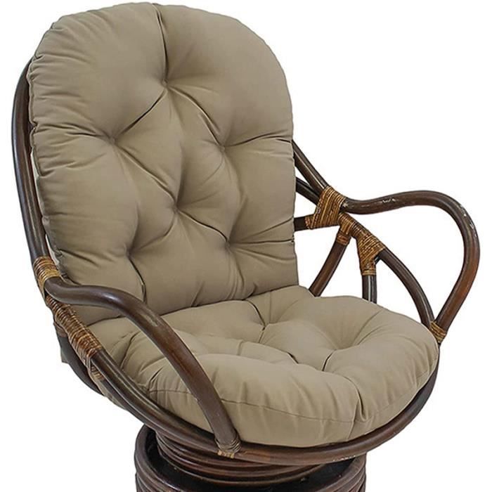 Coussin de rechange pour fauteuil à bascule pivotant,pour chaise inclinable en rotin,tapis de jardin(120x60cm, kaki，Sans chaise)