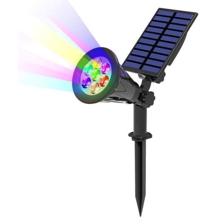 BALISE SOLAIRE - BORNE SOLAIRE T-SUN 7 LED Lampe Solaire Solaire Projecteur avec 7 Couleurs Changent Extérieur sans Fil Etanche