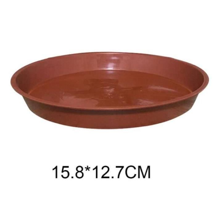 CAASFOOY Lot De 10 Soucoupes Pour Pots De Fleurs - Plateaux Ronds En Plastique Blanc/Marron Diamètre 18,5cm
