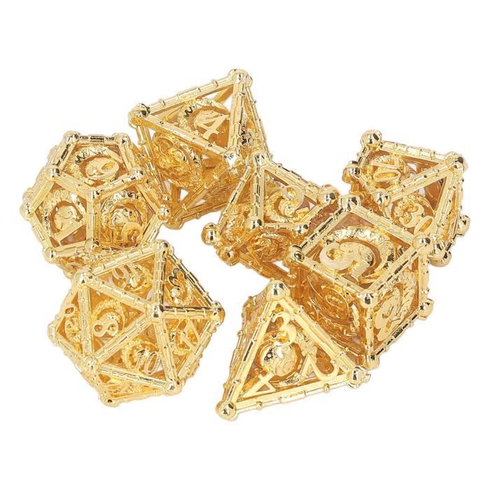 Fafeicy dés de jeu RPG Jeu de dés en métal de 7 pièces dés polyédriques