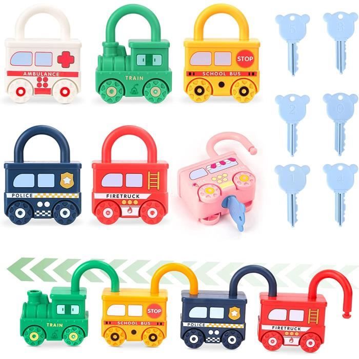 Coffret Montessori Serrures Et Clés – 10 Serrures Pomme + 10 Clés + 20 Cartes D'activités – Motricité Fine Et Résolution De Problèmes – Dès 3 Ans