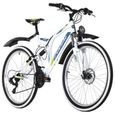 Vélo VTT Tout Suspendu 26'' KS CYCLING Zodiac - Blanc Vert - 21 Vitesses-1