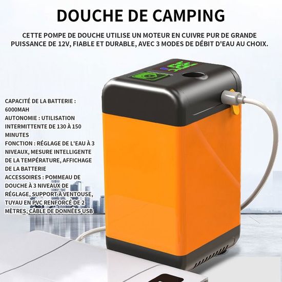 Pompe De Douche Portable Rechargeable USB – Pour Camping, Randonnée, Lavage Voiture Ou Animaux – Kit Complet Avec Tuyau Et Pommeau