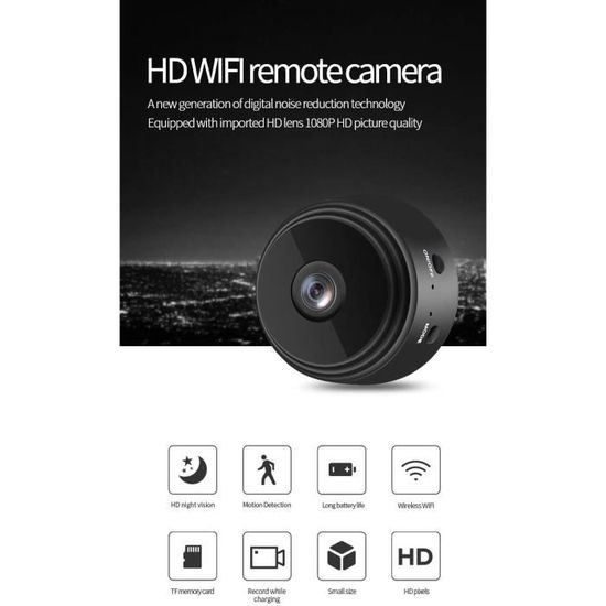 Mini Caméra WiFi VivoCam 720p - Vision Nuit, Détection Mouvement - Base Magnétique - Pour Intérieur, Nounou, Surveillance Animal - Carte 16G Incluse