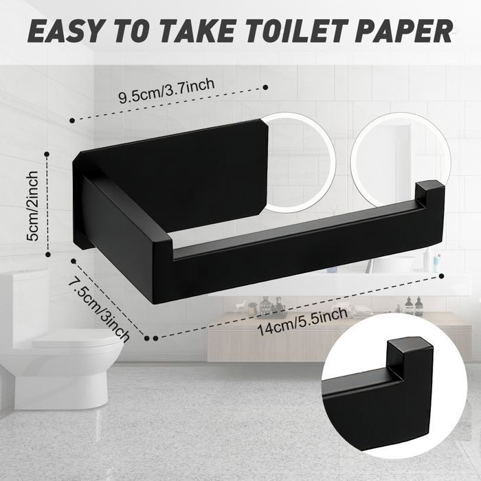 Porte Rouleau Papier Toilette Acier Brossé, Support Papier Toilette Mural Pour Salle De Bain Acier Inoxydable Sus 304 95868934