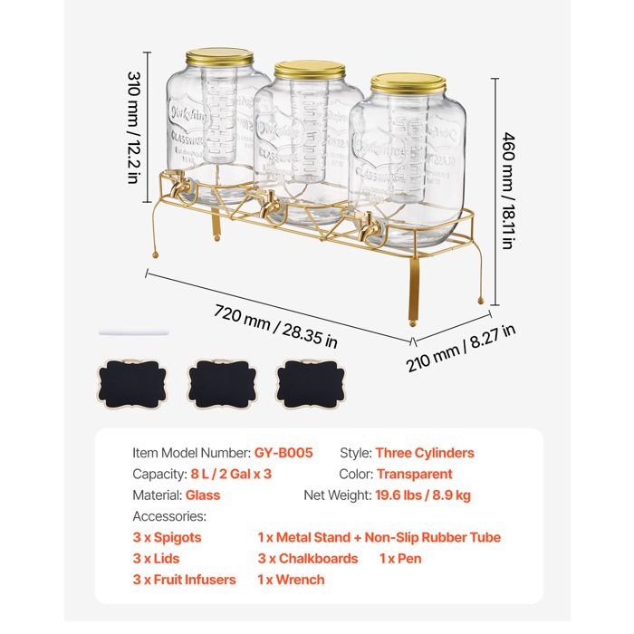VEVOR - Distributeur De Boissons 2x11 L Avec Robinet - Fontaine à Jus/Limonade - Plastique Alimentaire - Pour Cafés