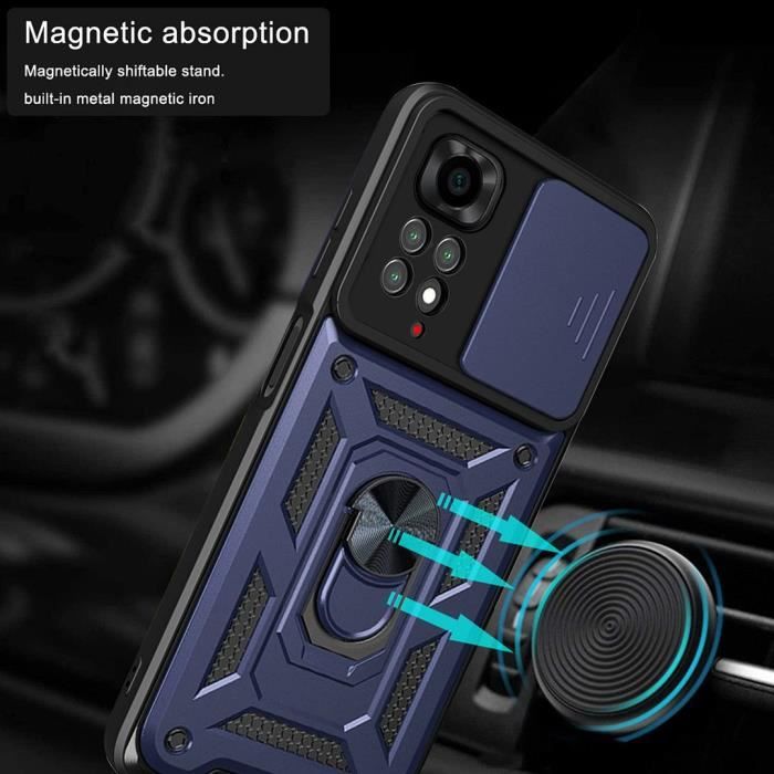 Coque De Protection Avec Support Pour Xiaomi Redmi Note 11 + 2 Films Verre Trempé - Marque NOVAGO, Neuf