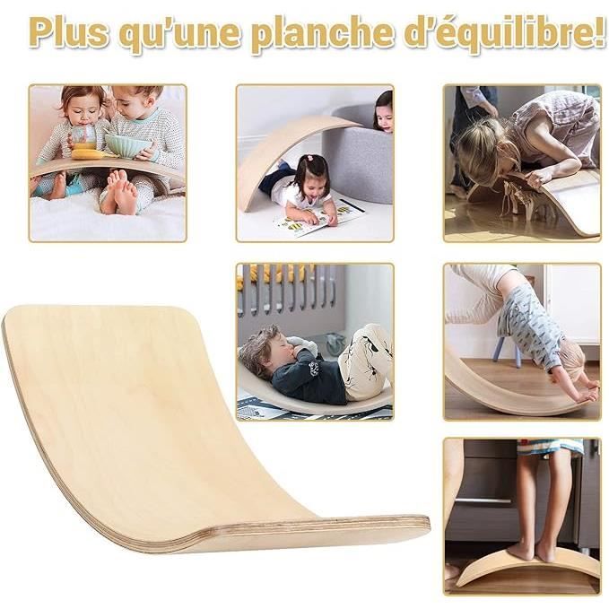 Planche D'équilibre GOPLUS – Bois, Rouleau Liège Et Tapis Antidérapant, Pour Gainage Et Coordination