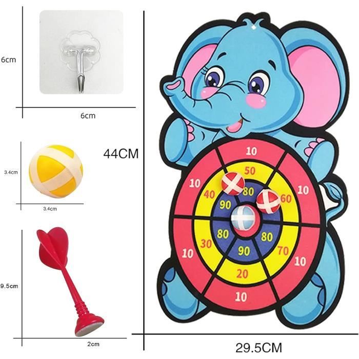 Jeu De Fléchettes Enfant – 12 Balles Adhésives Et 8 Fléchettes, De 3 à 12 Ans, Intérieur/extérieur