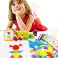 TD® 155 Pièces Puzzle Montessori pour enfant Tangram en bois coloré Jeu de construction éducatif Jouet d'apprentissage Cadeau Noël-2