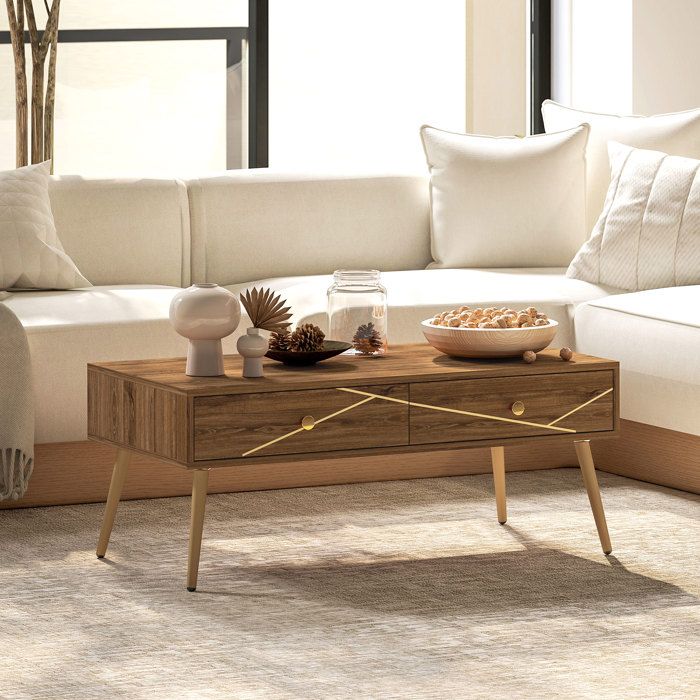 Table Basse Relevable 2 Compartiments Cachés MDF Chêne Homcom | Maisons Du Monde