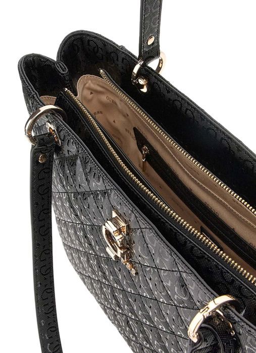 GUESS Bessey Noel Tote Bag Bianca, Borsa Donna Con Spazio Interno E Logo, 36x26x10 Cm