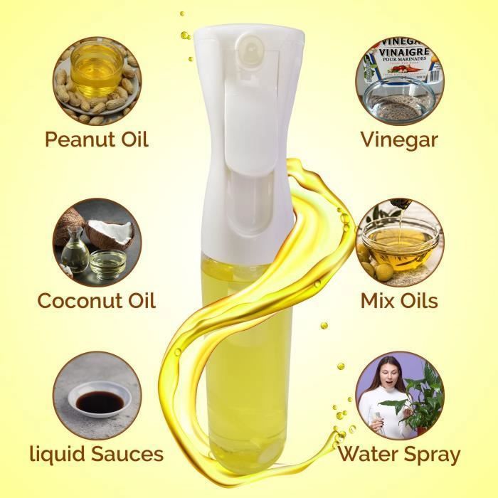 Vaporisateur à Huile De Cuisine 250 Ml Avec Buse Réglable (0.25-0.5 Ml) - Pour Air Fryer, Grill, Salade - Inclus 2 Pinceaux - 3