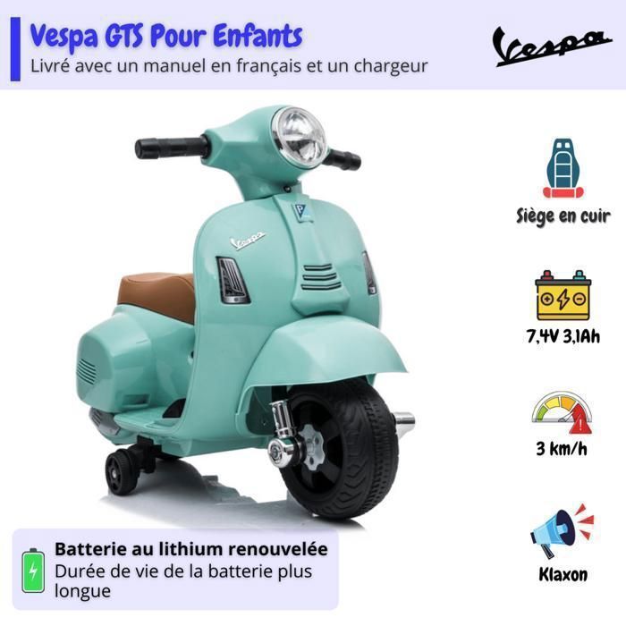 HOMCOM Vespa Scooter Moto électrique Enfants 6 V dim. 102L x 51l x 76H