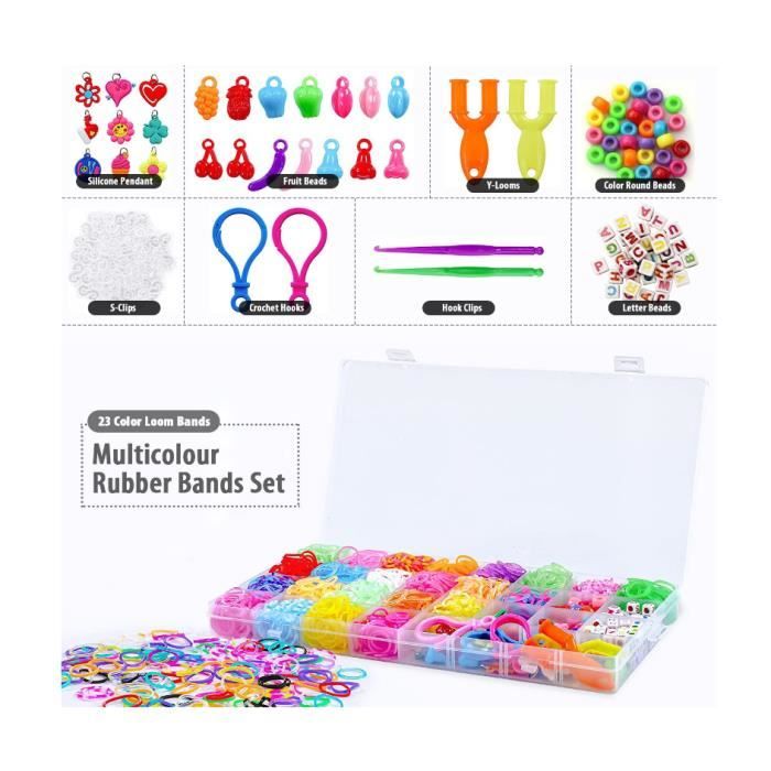 1600PCS Bricolage Enfant Elastique Bracelet Kit, Cadeau Fille 5-12 Ans  Enfant Jouet, Perles Bracelet Fille-BOUEE - BRASSARD