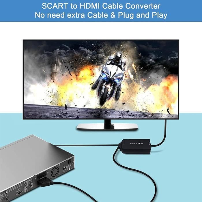 Scart vers Hdmi Convertisseur Péritel vers HDMI Adaptateur Péritel vers HDMI  Scart to Hdmi Audio Vidéo Support HD 720p-1080p p[136] - Cdiscount TV Son  Photo