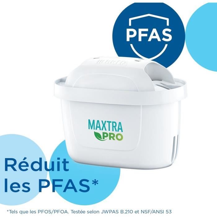 BRITA Carafe filtrante Marella bleue (2,4l), 3 filtres MAXTRA+ inclus,  réduit le calcaire, le chlore et le plomb pour une eau du robinet plus pure  – dans emballage Smart Box durable 