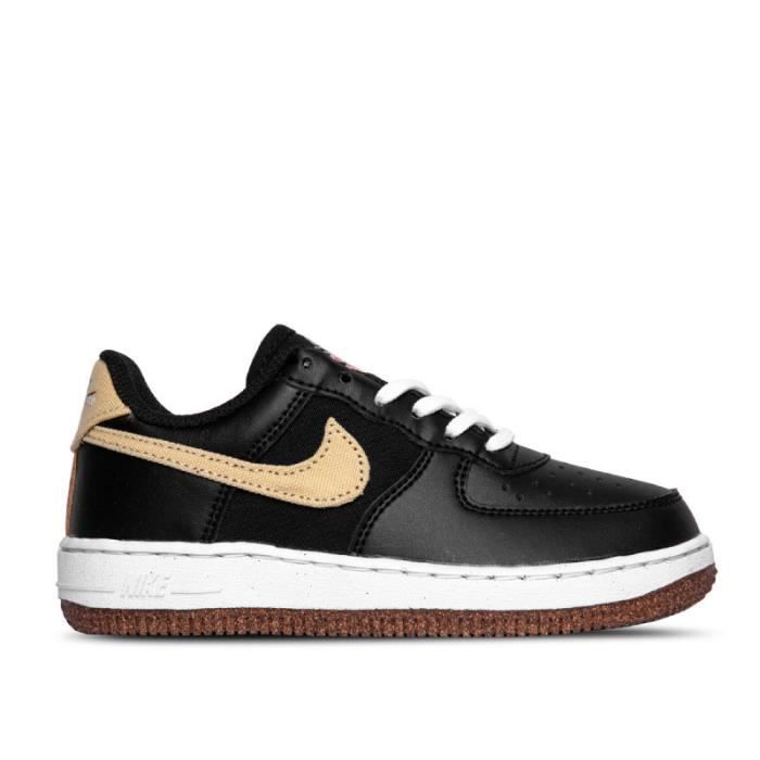 Basket Nike AIR FORCE 1 LOW Cadet Noir Jaune Blanc Cuir Enfant Lacets Noir Cdiscount Chaussures