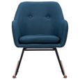 🌼5774Fauteuil Rocking Chair -Chaise Fauteuil à Bascule Chaise Loisir et Repos pour Salon Salle à Manger Bleu Tissu -60 x 71 x 79 c-3