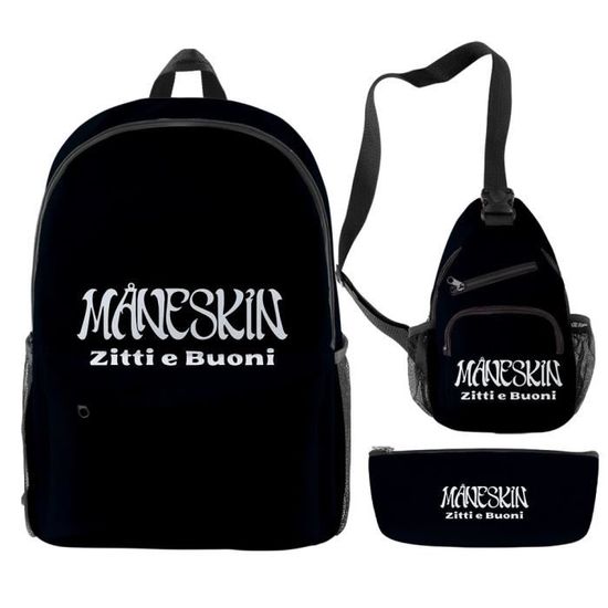 Le noir Maneskin 3D creative cool and simple backpack three piece suit men and women casual backpack chest Cdiscount Bagagerie Maroquinerie