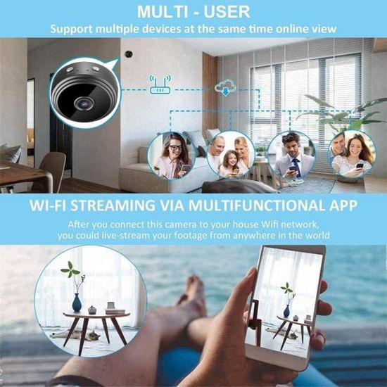 Camera Espion,HD Caméra De Surveillance Sans Fil 1080P Mini Camera Sur Batteries Nanny Caméra Sport Avec Detecteur De Mouvement,Exterieur/Interieur Ca | Leroy Merlin
