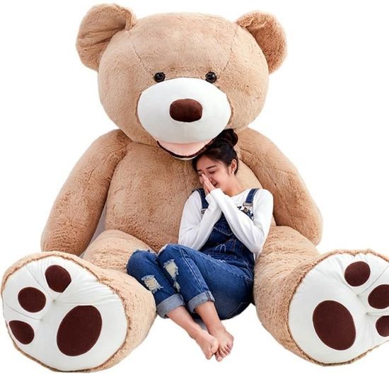 Peluche géante nounours YUNNASI - 130cm - Marron clair - Cdiscount Jeux -  Jouets