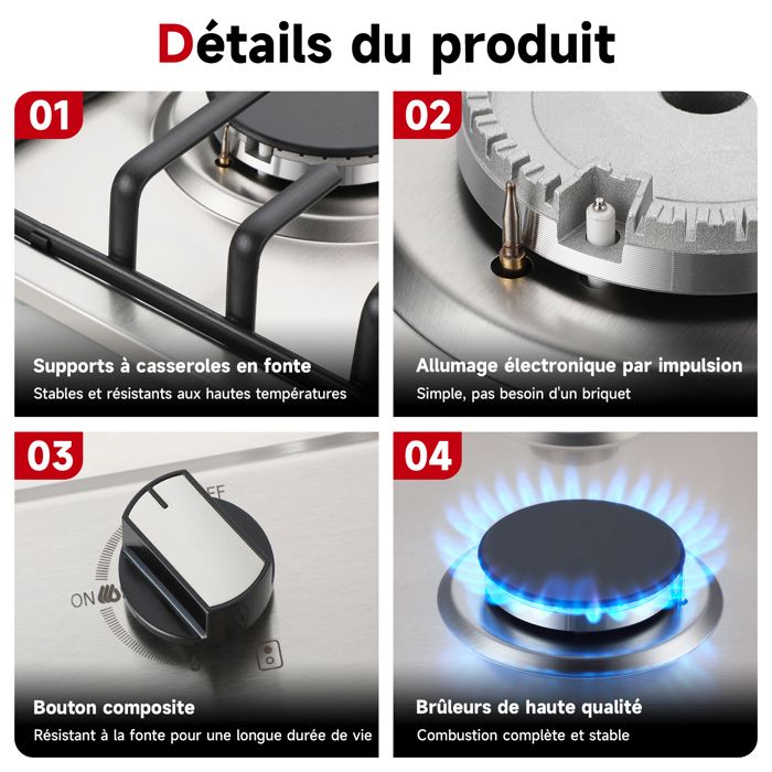 Plaque de Cuisson à Gaz WEHIMO 2 Brûleurs Inox Allumage par — free download