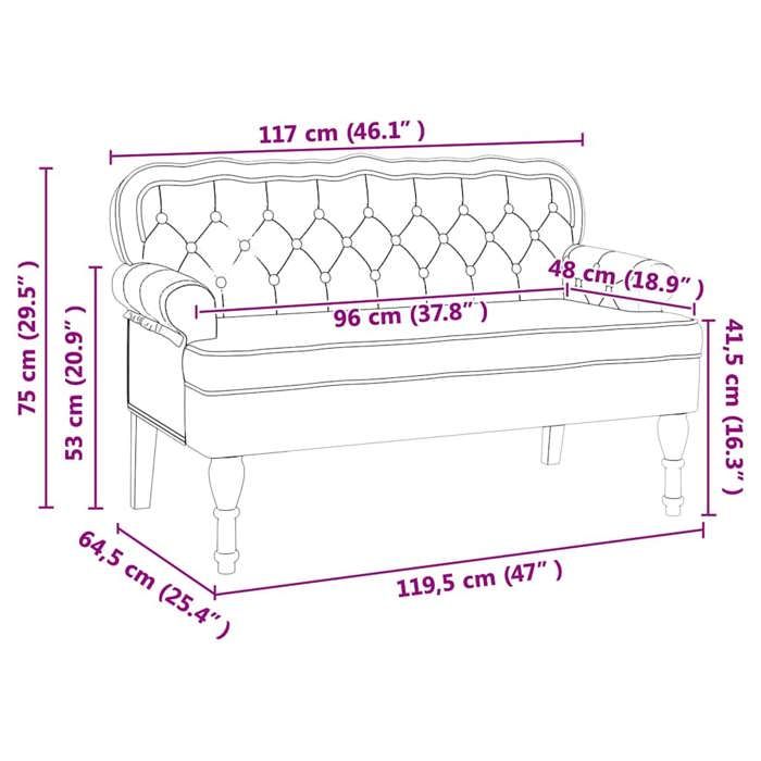 Banc Chesterfield(rectangulaire）- Maximum 110 kg par siège - Banc ...