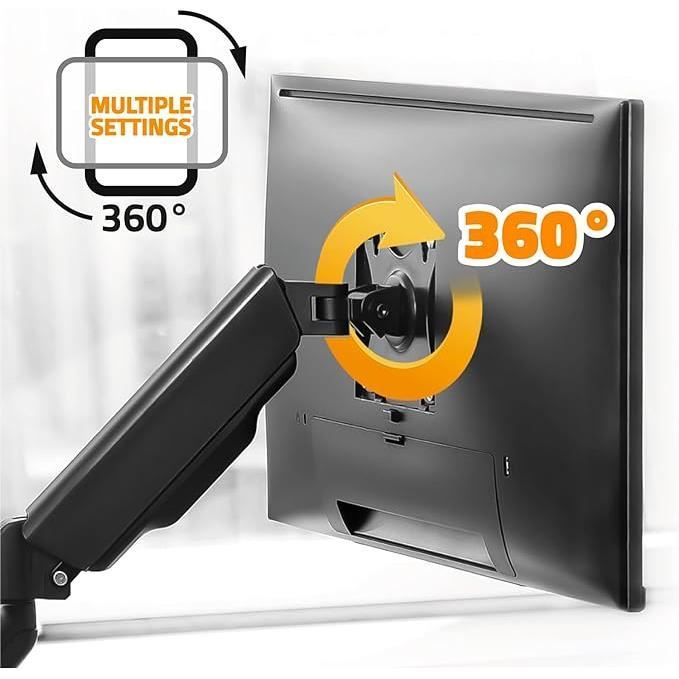 PureMounts Support Écran Tactile Réglable En Hauteur 17-32 Pouces - Jusqu'à 8kg, VESA 75/100, Rotation 360°, Inclinable +100°/-15°, Noir