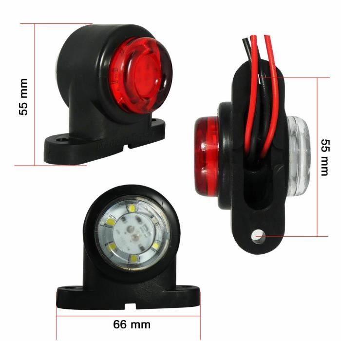 10 X Feux De Position LED 12/24V Rouge Pour Remorque - Hy Universel