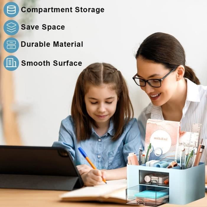 Organiseur De Bureau Multifonctionnel Blanc 1 Pièce Avec 4 Tiroirs J4A55675