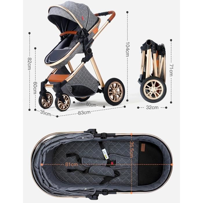 Poussette 3 en 1 Bebe Combinee Siege Auto Nacelle Haute Reversible Reglable Trio Yoyo Canne Roues increvables Haute Qualite