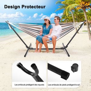 Hamac XXL Beige Avec Support Acier Et Sac De Transport - ML DESIGN Modern Liv