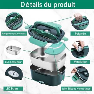 1.5L Gamelle Chauffante, Rechargeable Lunch Box Chauffante Electrique Chauffe Repas Auto Chauffant Boite Repas Isotherme Pour Le Travail Voyage De Voiture De Bureau Bureau Ecole 92030705