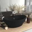 MEXPE- Lavabo Vasque - Lavabo salle de bain - Lavabo à poser ovale de luxe à trop-plein Noir mat 58,5x39 cm Céramique☆3686-0