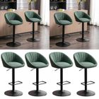 BELFOYER Lot de 4 Tabourets de Bar avec Dossier et Repose-Pieds - Pivoté à 360° - En Tissu - Hauteur Réglable - Vert Foncé