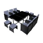 CONCEPT USINE Florida - Salon de jardin résine tressée Noir & Gris clair 10 places