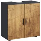 kleankin Meuble sous lavabo meuble de salle de bain 2 portes avec étagère réglable armoire de rangement pour vasque gris anthracite