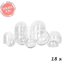 Lot de 18 Boules en Plastique transparent séparable, 3 tailles 8, 10 et 12 cm, Contenant alimentaire - Unique