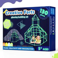 Kit de Construction de Fort pour Enfants - Brillent Dans le Noir, 130 PCS créatif pour garçon et Fille de 5+ Ans - Jouets de Constru