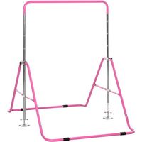 HOMCOM Barre Fixe de Gymnastique pour Enfants Pliante - Hauteur réglable de 88 à 128 cm - avec Base Triangulaire en Acier - Rose