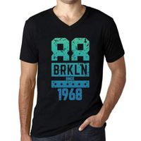 Homme T-Shirt Col V Brkln Depuis 1968 – Brkln Since 1968 – 55 Ans T-Shirt Cadeau 55e Anniversaire Vintage Année 1968 Noir