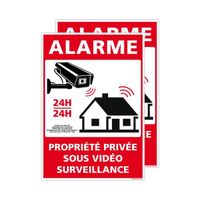 Panneau Alarme  Propriété Privée sous Vidéo Surveillance 24h/24 avec LoiPlastique PVC 1 mm75 x 105 mm 75 x 105 mm Plastique PVC 1 Mm