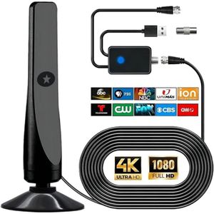 Antenne TNT Amplifiée Extérieure - Grande Réception Signal Résistante Intempéries Pour Télévision Numérique