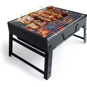 BARBECUE Barbecue portable pliable au charbon de bois pour barbecue en plein air avec fumoir en acier inoxydable pour pique-nique, [323]